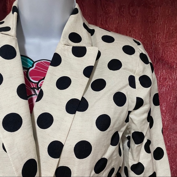 TopShop Heather Beige Gray Black Polka Dot Blazer - Picture 3 of 6